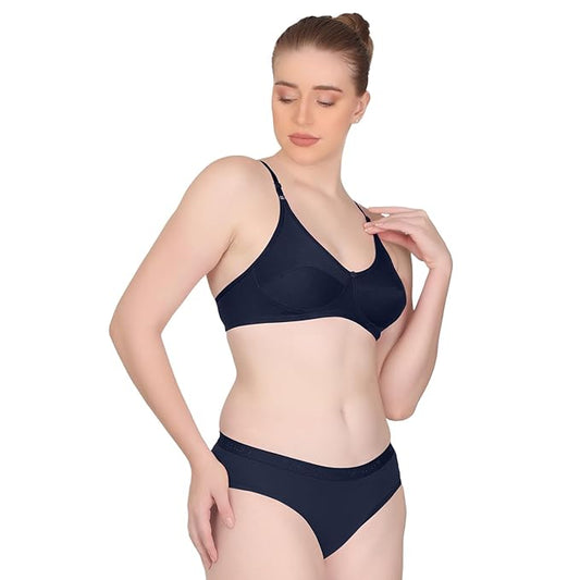 POOJARAGENEE Women Wireless Bra and Panty Set Matching Lingerie Set pack of 3