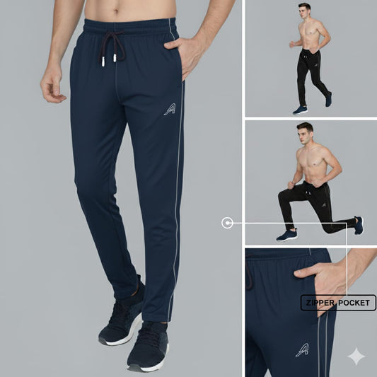 Men's Track Pant 4-way Lycra Regular fit (Navy Blue)