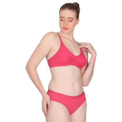 POOJARAGENEE Women Wireless Bra and Panty Set Matching Lingerie Set pack of 3