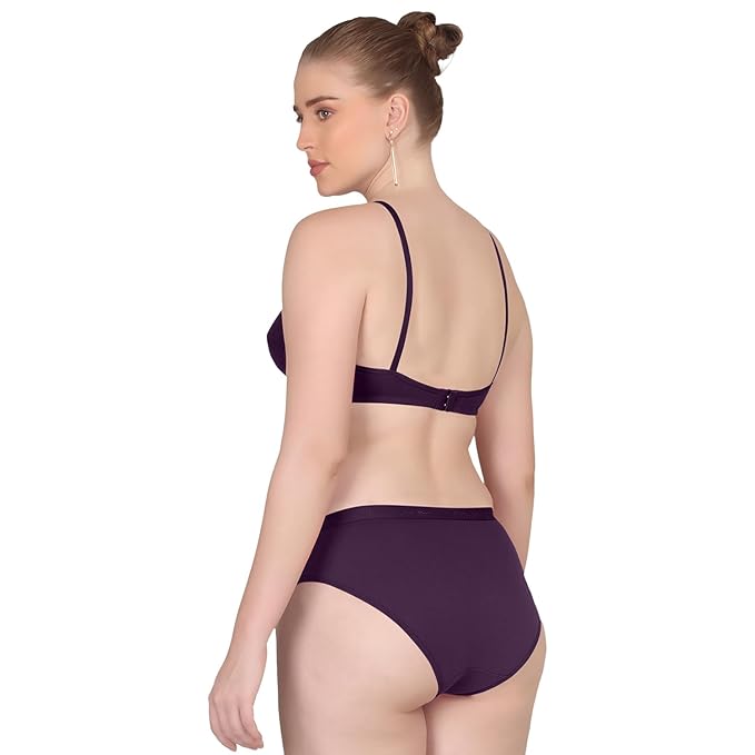 POOJARAGENEE Women Wireless Bra and Panty Set Matching Lingerie Set pack of 3