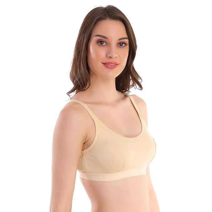 Women's Cotton Sports Bra PACK OF 3  Black skin white for Everyday