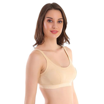 Women's Cotton Sports Bra PACK OF 3  Black skin white for Everyday