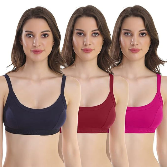 Women's Cotton Sports Bra PACK OF 3 for Everyday