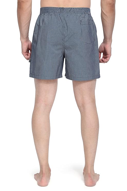 RENZ® | Men's Printed 100% Cotton Boxer | Light Weight Mens Boxer Shorts | Elastic Waist Regular Fit Mans Shorts | Soft Cotton Casual Wear Pant for Men