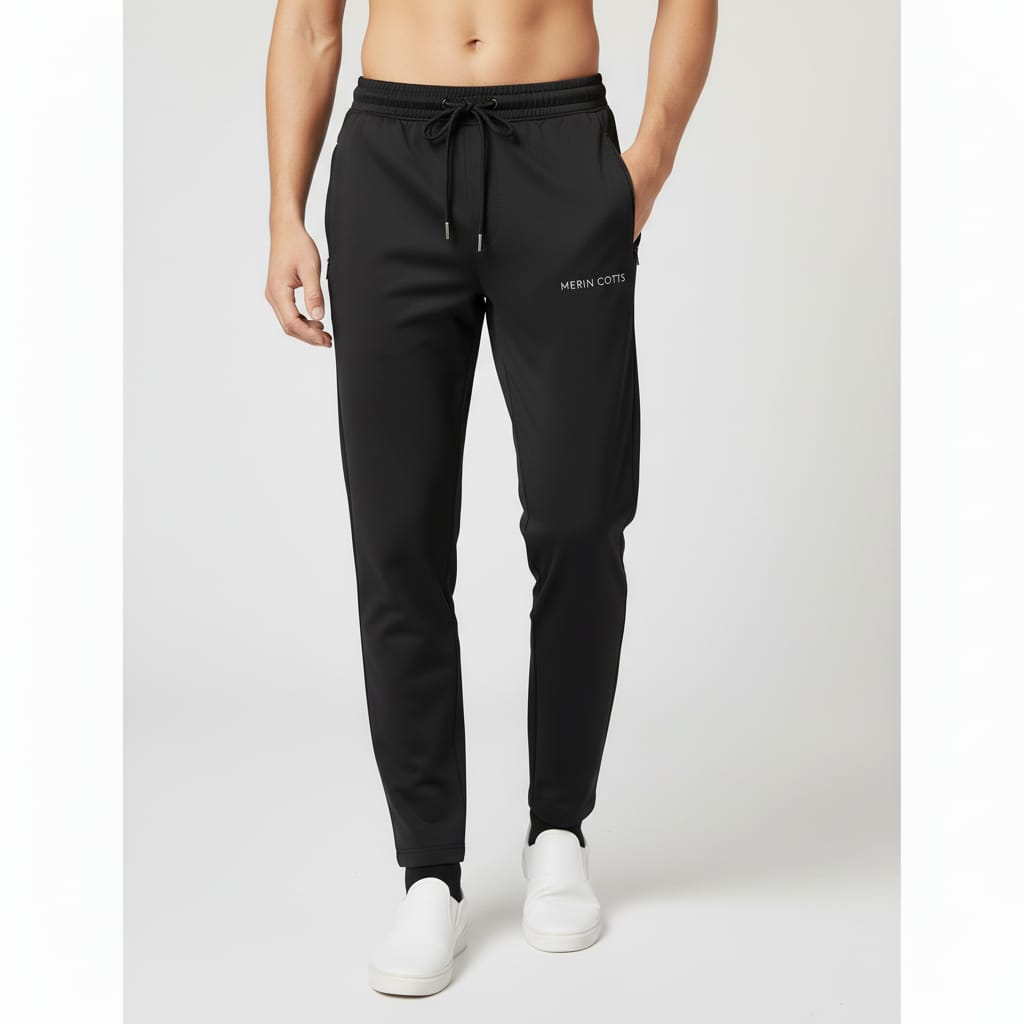 Men's Track Pant NS Lycra Light Weight Regular Fit (Black)