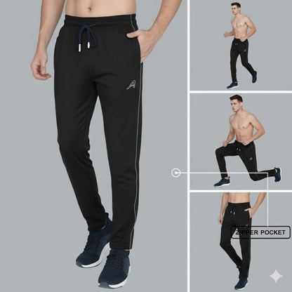 Men's Track Pant 4-way Lycra Regular fit (Black)