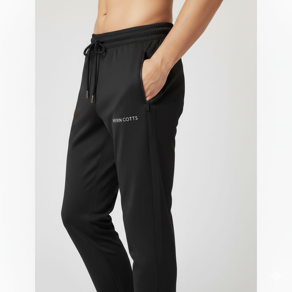 Men's Track Pant NS Lycra Light Weight Regular Fit (Black)