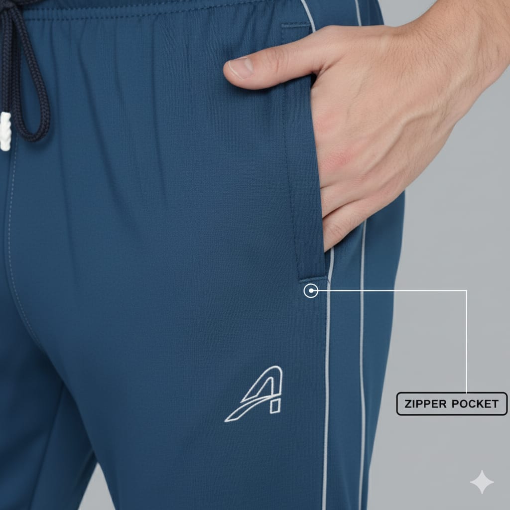 Men's Track Pant 4-way Lycra Regular fit (Blue)