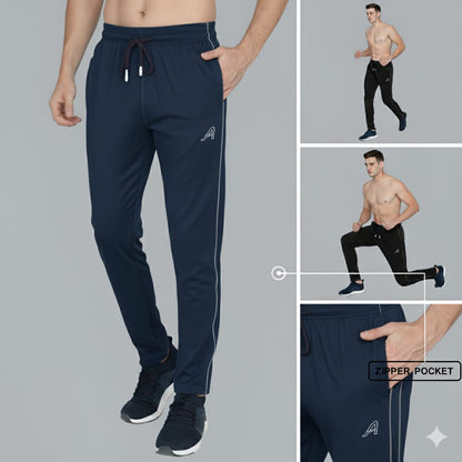 Men's Track Pant 4-way Lycra Regular fit (Navy Blue)