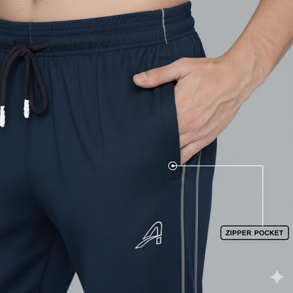 Men's Track Pant 4-way Lycra Regular fit (Navy Blue)
